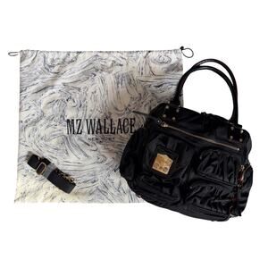 MZ Wallace Francis Black Quilted Nylon Tote Satchel Crossbody Bag w Dust Bag